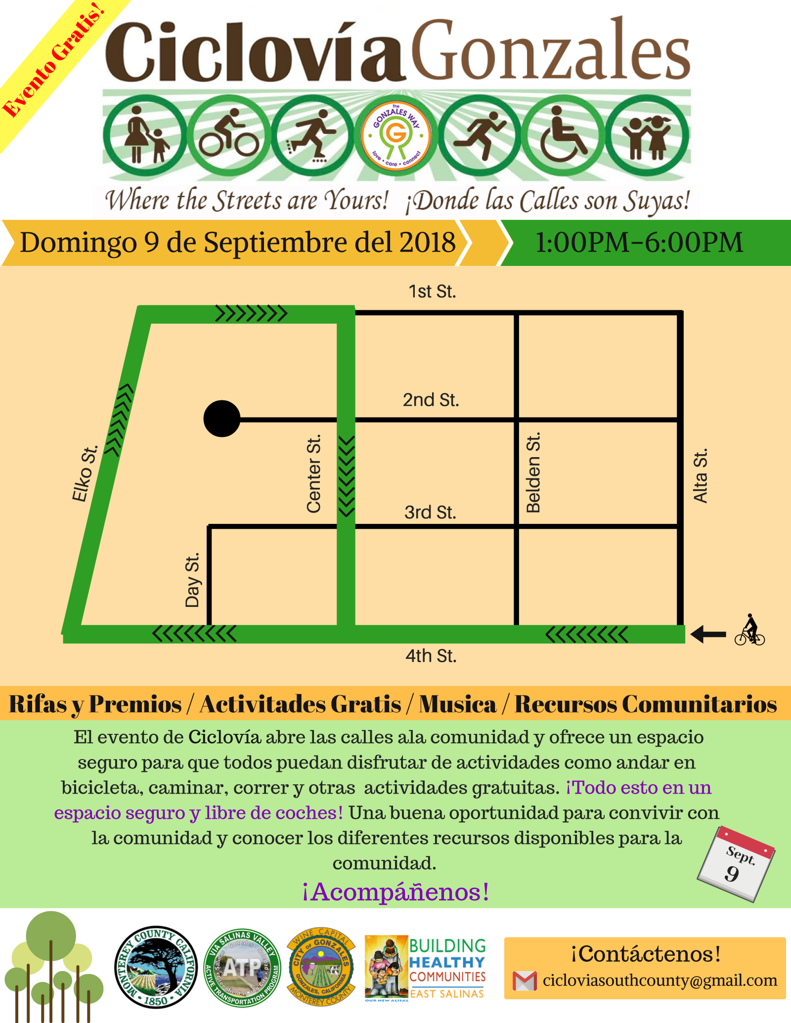 Ciclovia Flyer Gonzales Spanish