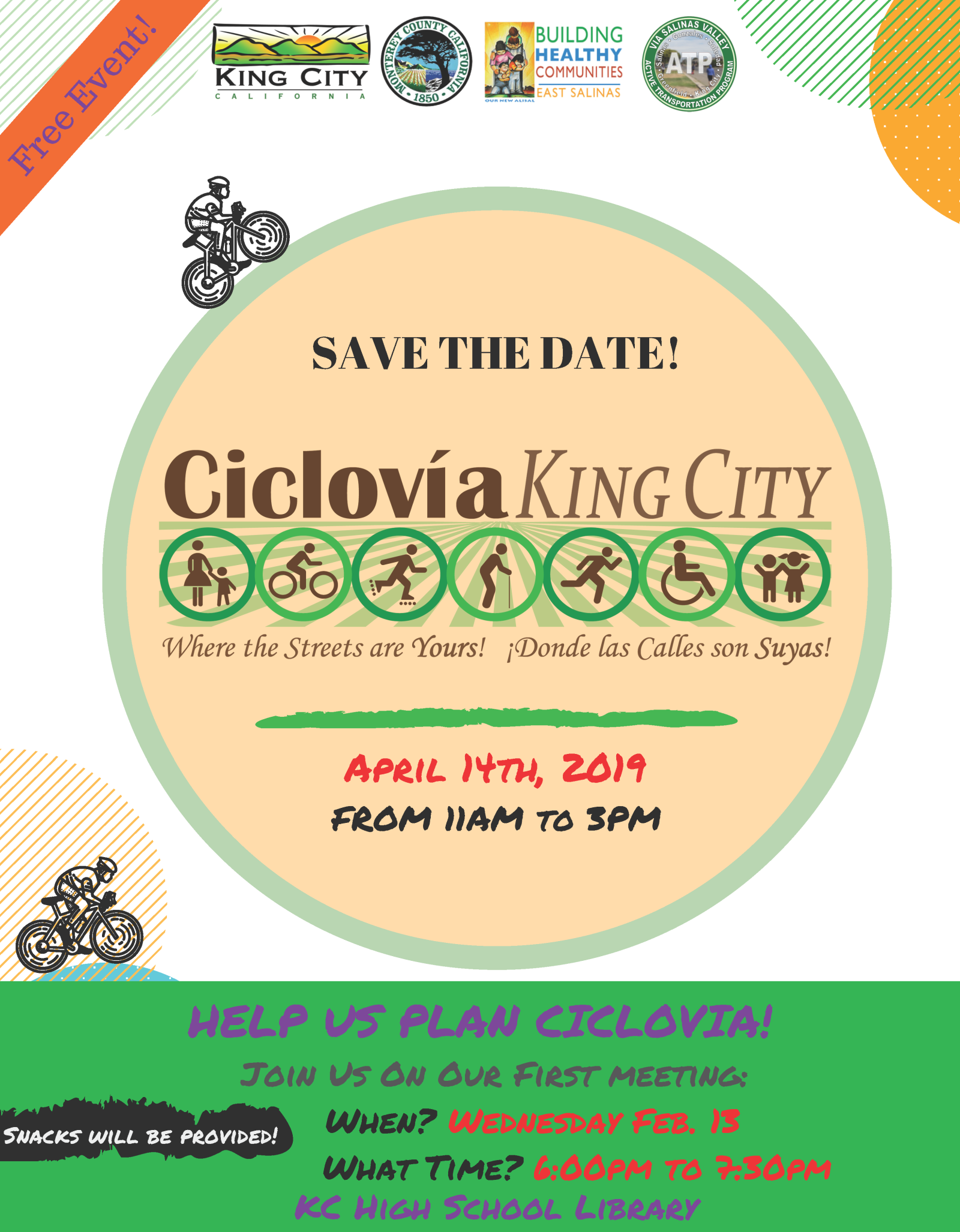 Ciclovia Community Meeting Flyer (English)