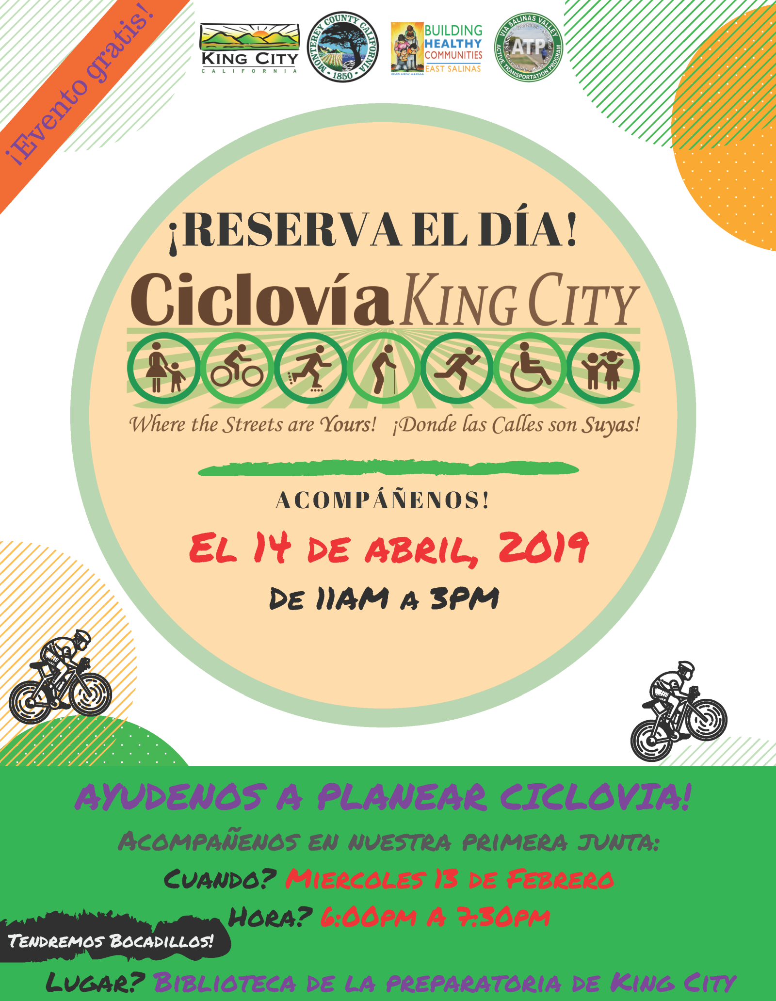 Ciclovia Community Meeting Flyer (Spanish)