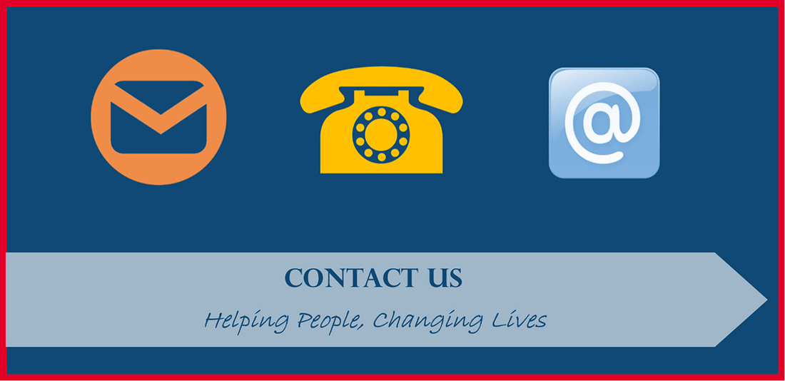 Community Action Partnership banner page for Contact Us, with email and phone symbols.