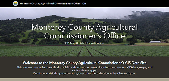 AgComm GIS Hub Site - home page image