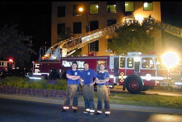 John Beuerle photo in front of Fire engine