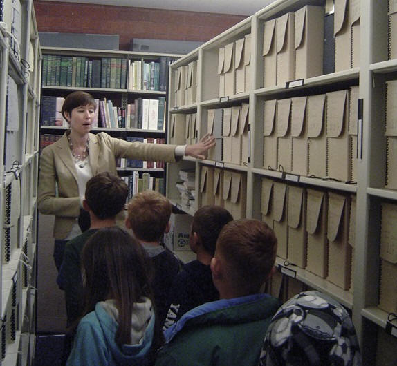 Archivist, Lisa Crunk shows the Historical Records Collection of the Defense Language Institute, 2011