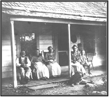 Old photo of family on porch