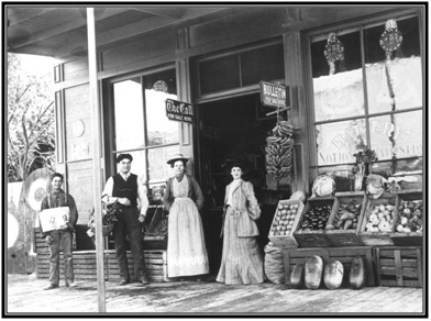 People outside The Brunetti Store, King City, circa 1910