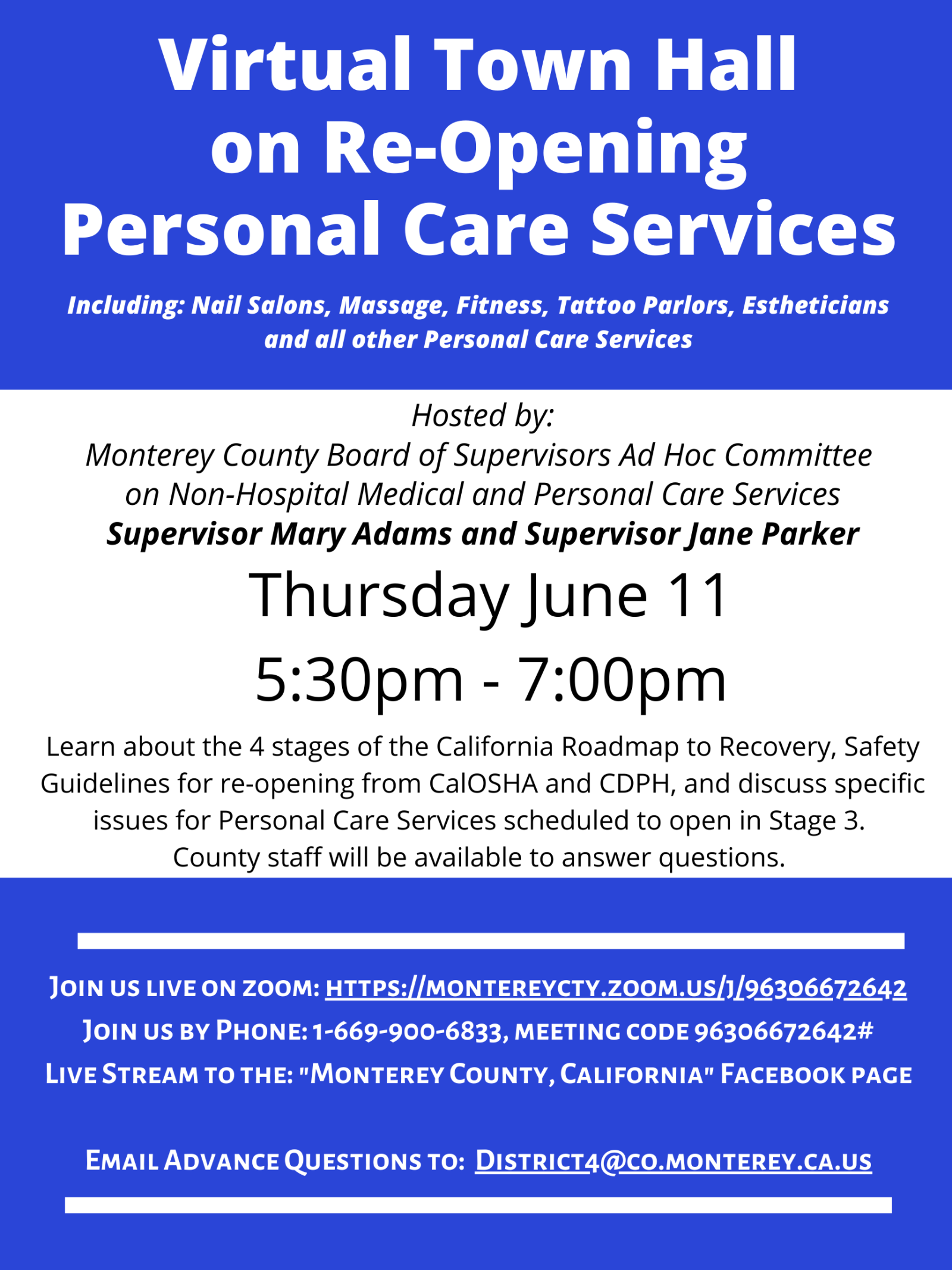 June 11 Virtual Town Hall Personal Services