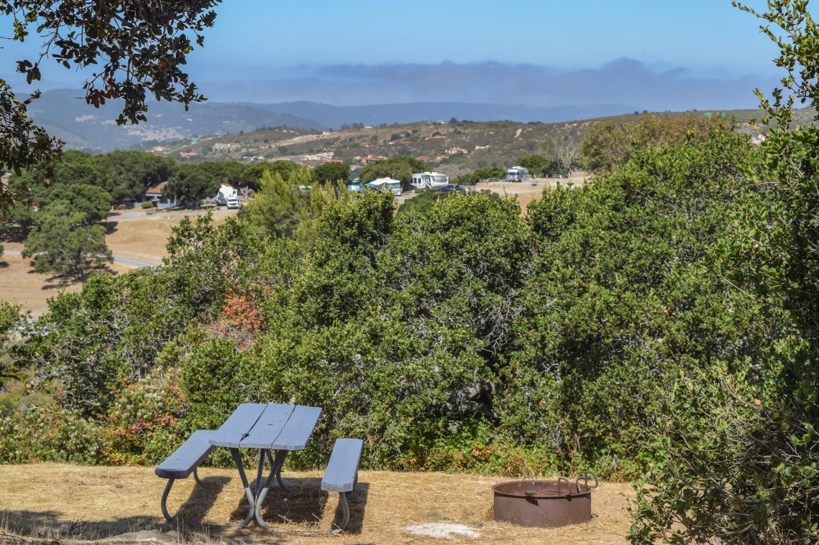 campground overlooking hills of Laguna Seca