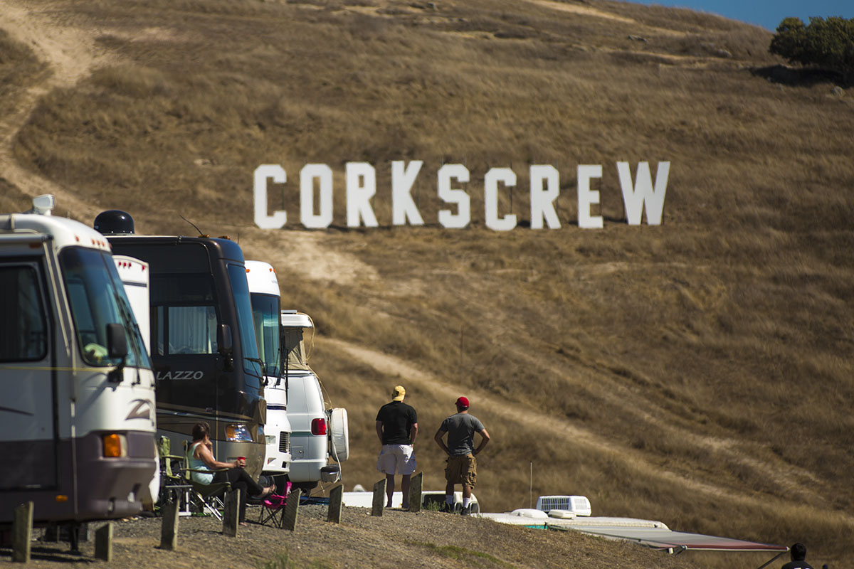 RV camping overlooking the track