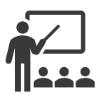 Icon of a person teaching three others