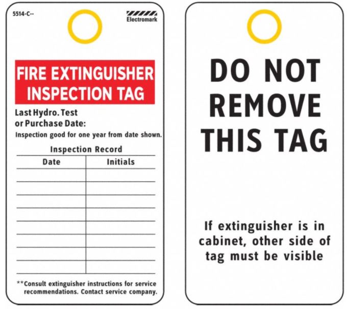 Fire Extinguisher Inspection Tag