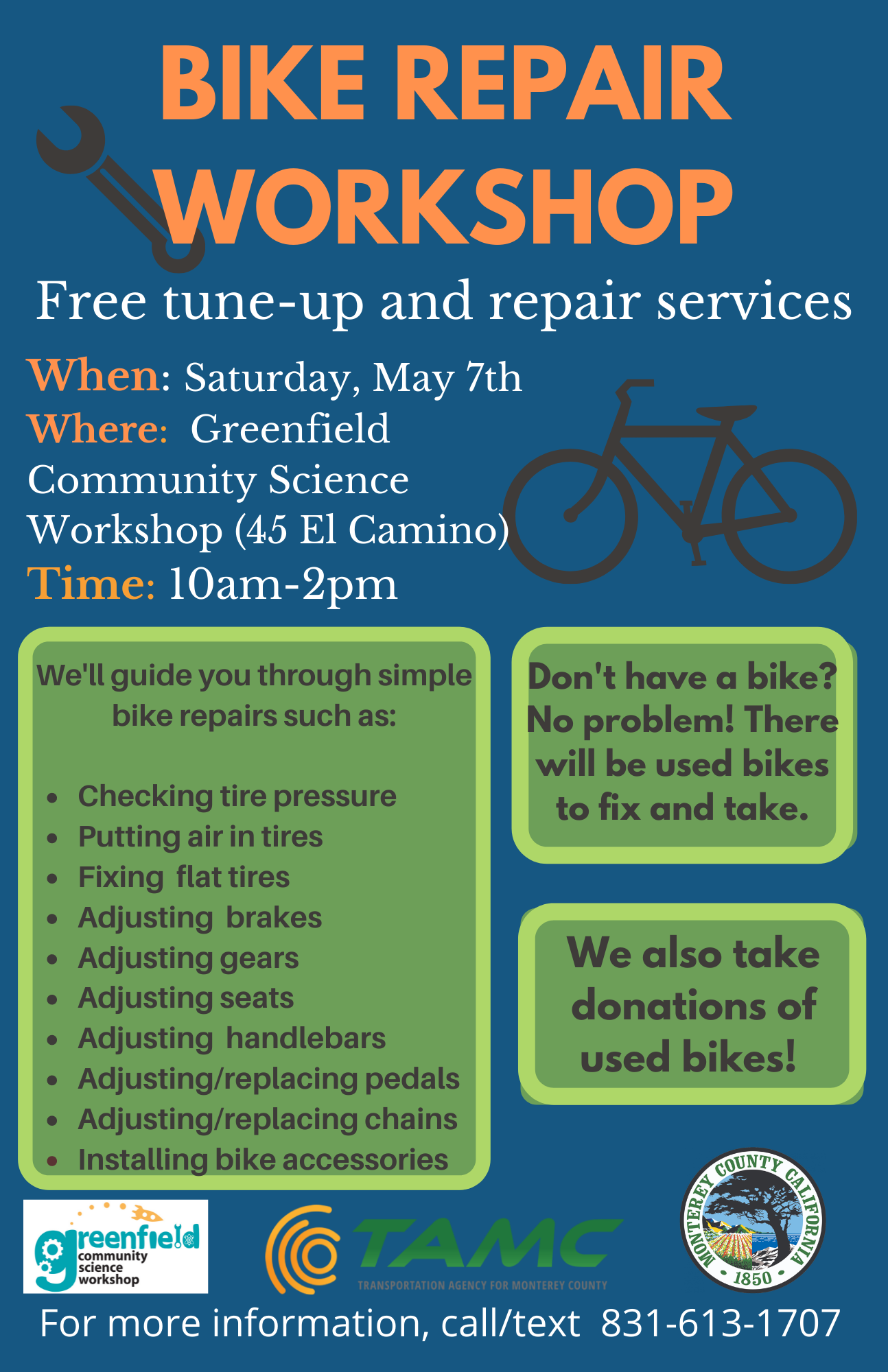 May 7th Bike Repair Event ENG