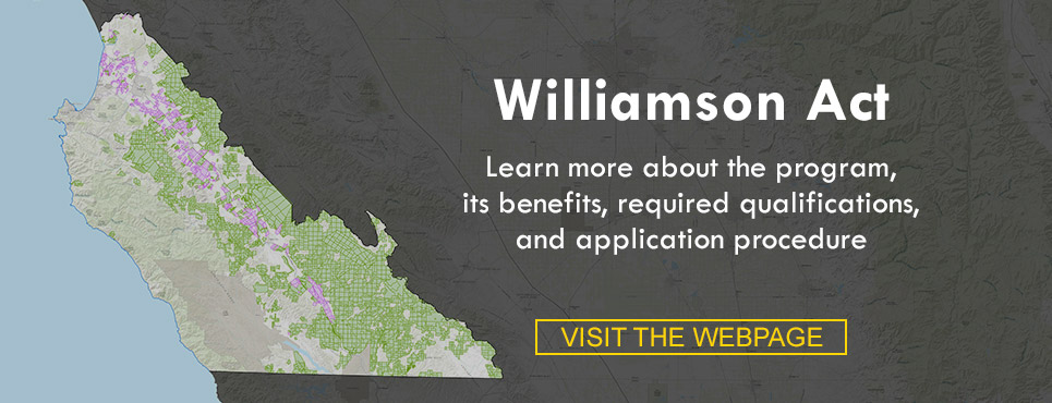 Williamson Act webpage with a map of Williamson Act properties