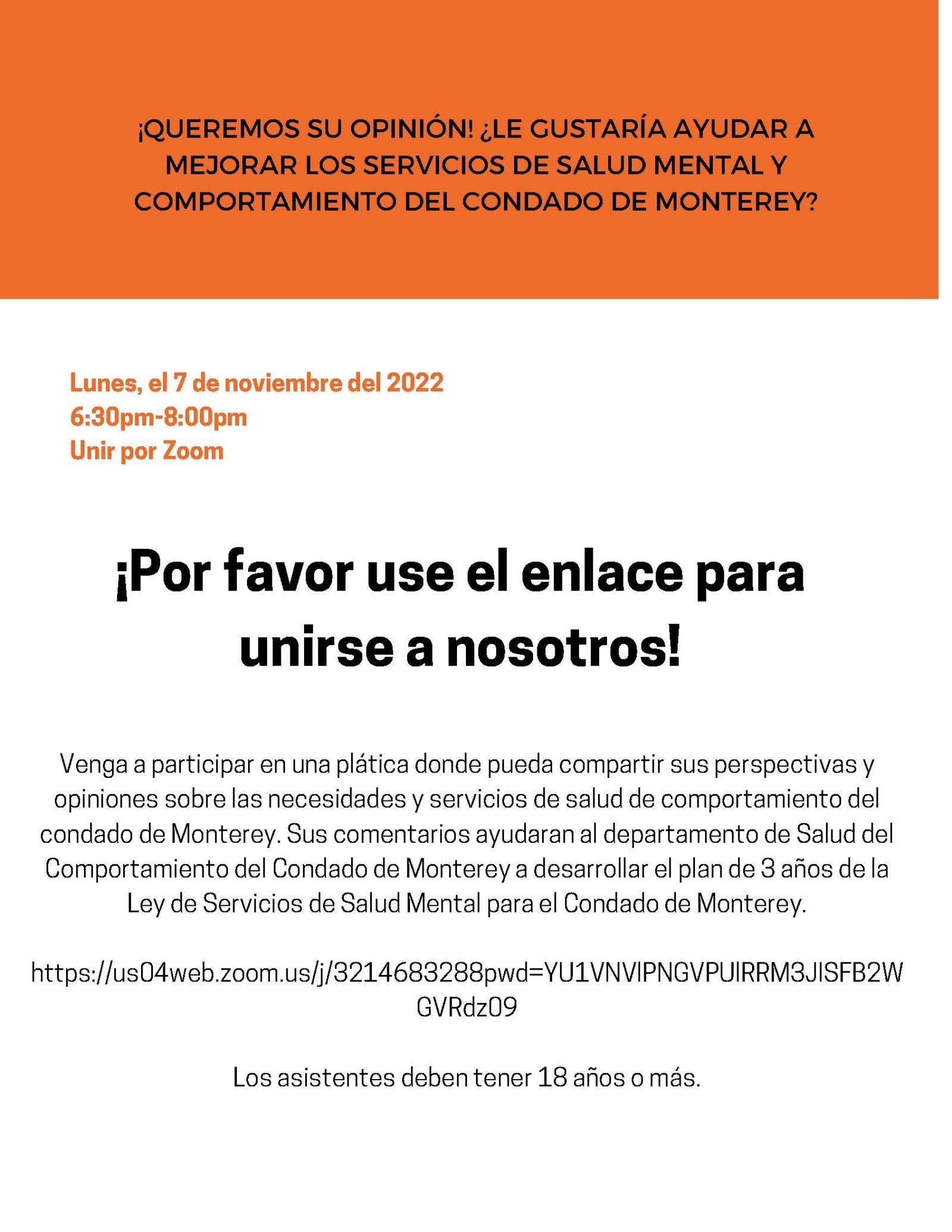 FY 22-23 MHSA CPPP_ Flyer Virtual Spanish