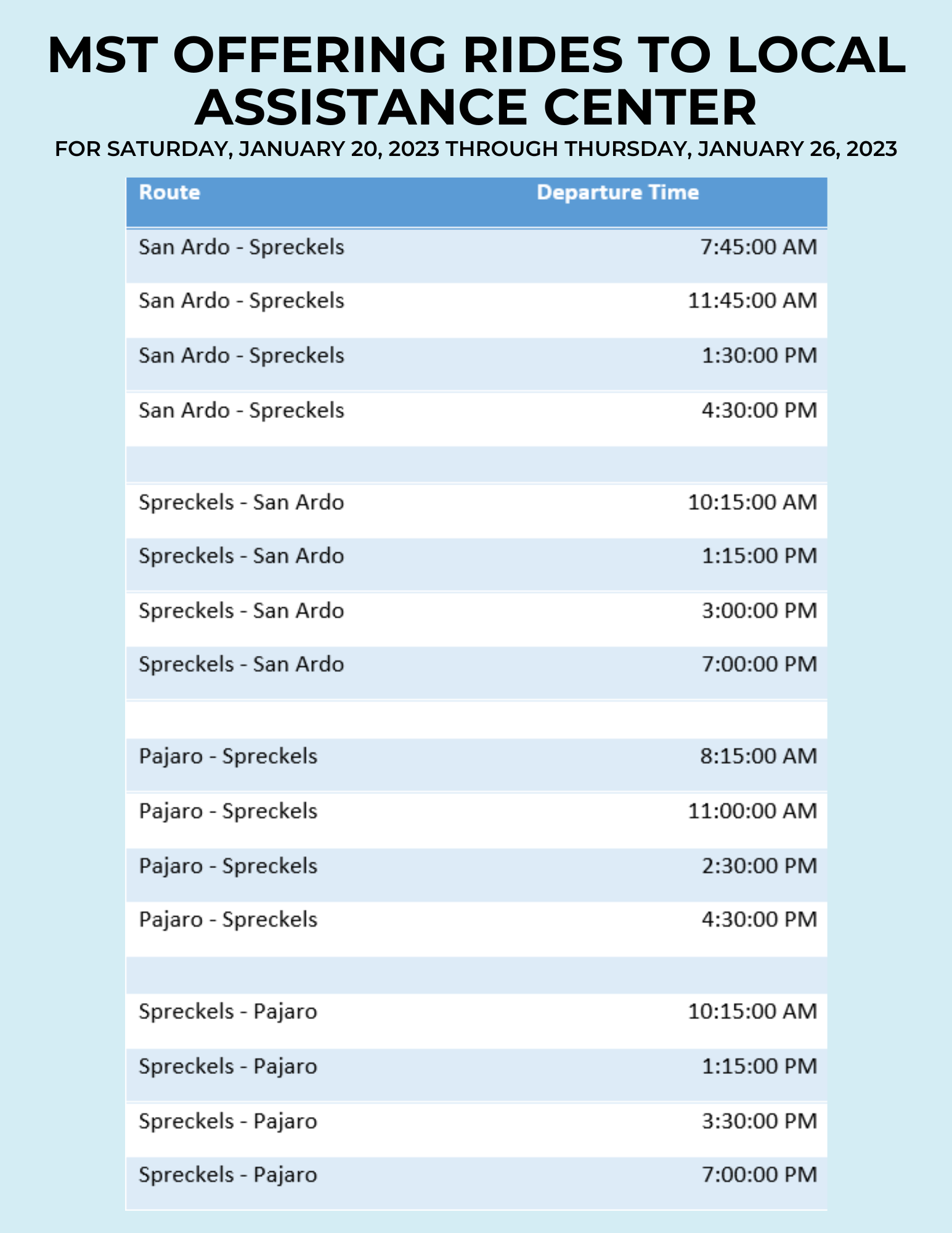 LAC Bus schedule SPAN