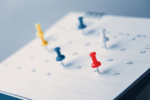 Push Pins on a Calendar