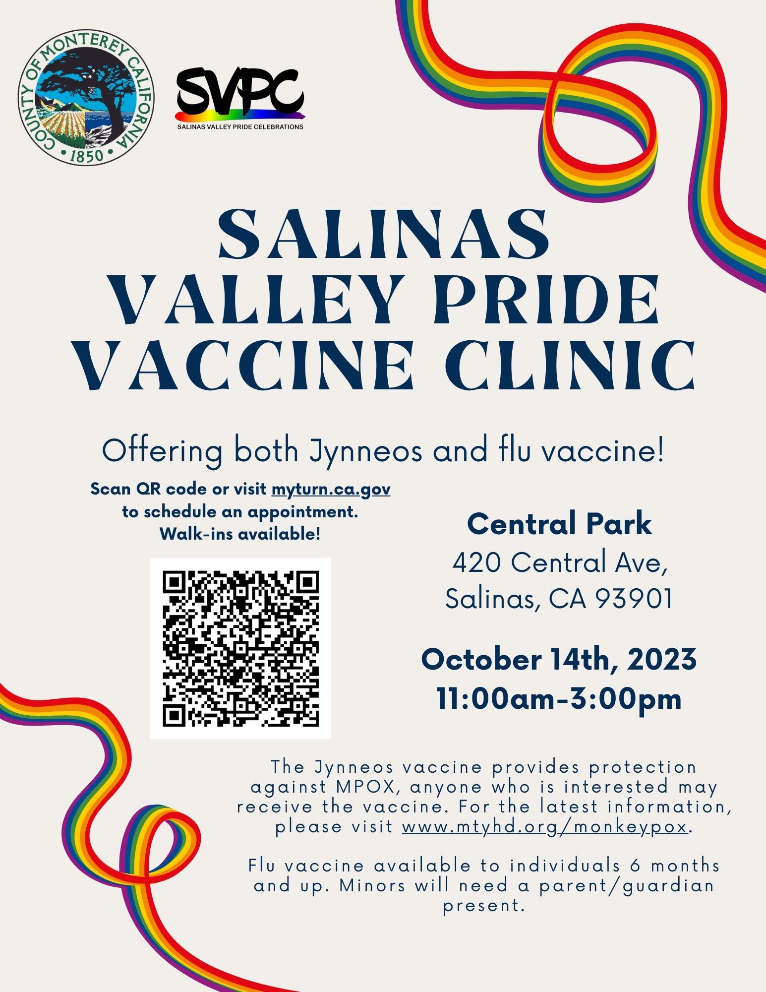 Salinas Valley Pride Vaccine Clinic 2023 MPOX & Flu