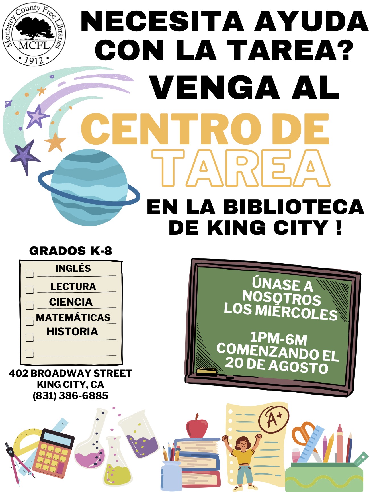 Flyer de Centro de tarea en español