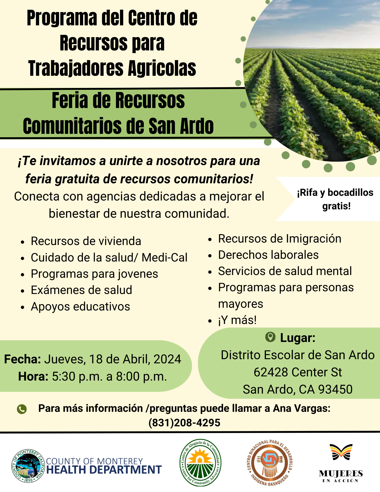 San Ardo Community Resource Spanish Flyer