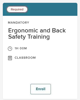 screen shot of Ergonomic and Back Safety Training tab