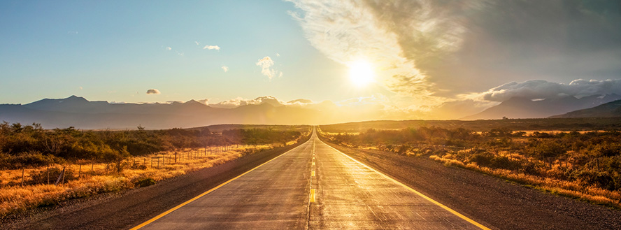 photo of country road at sundown