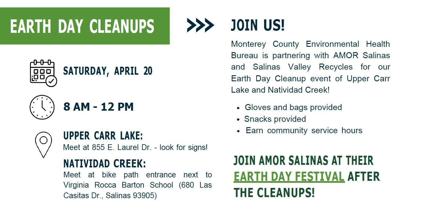 Earth Day Clean up - Saturday, April 20th Upper Carr Lake and Natividad Creek