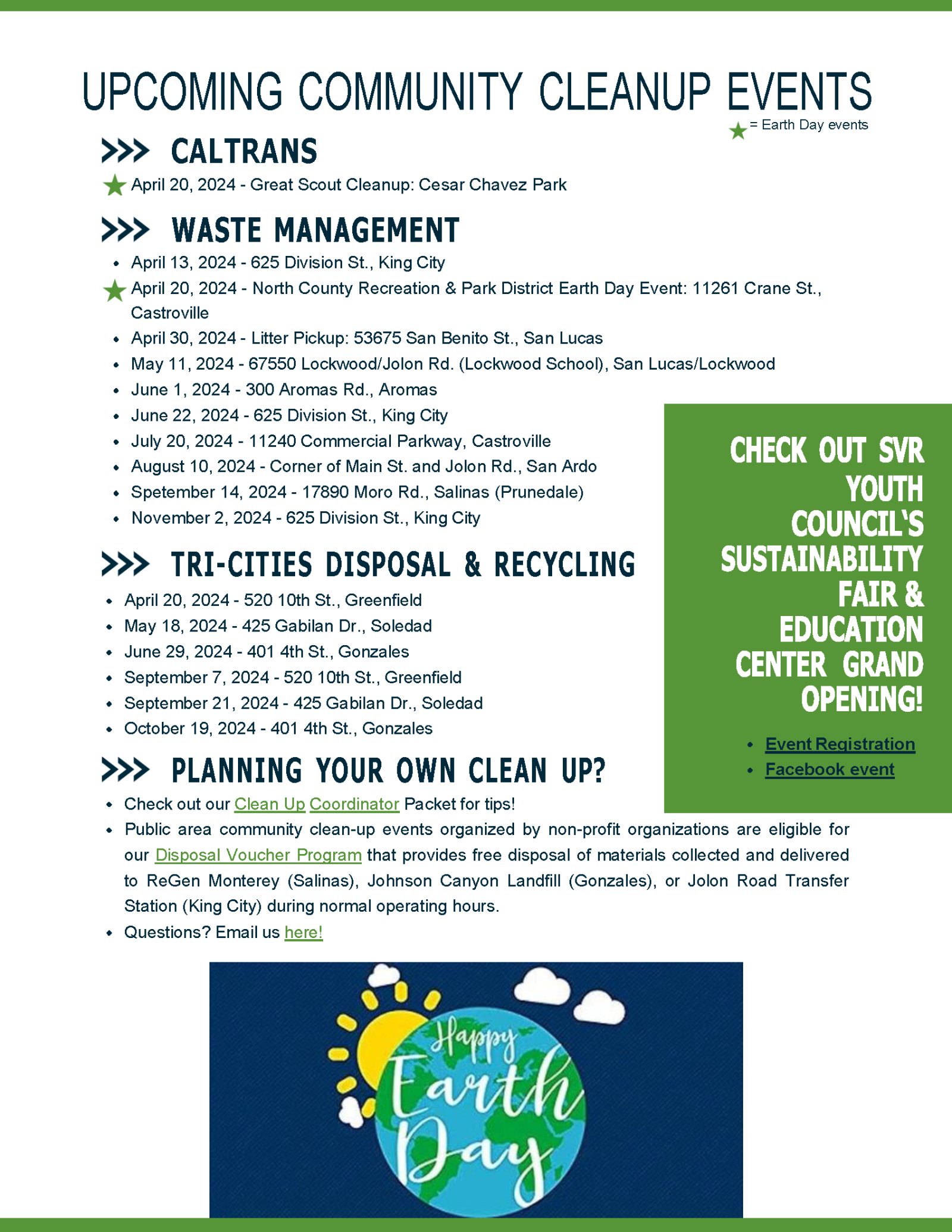 Earth Month Clean Up Events 2024