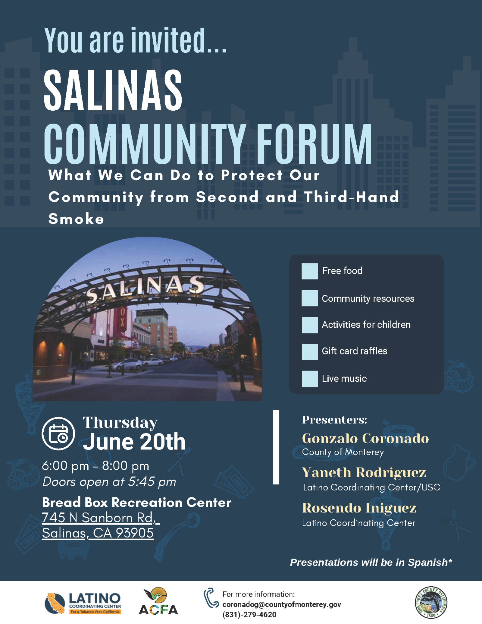 Salinas Community Forum Flyer (English)