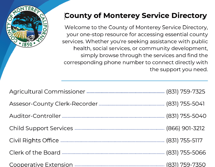 County of Monterey Directory