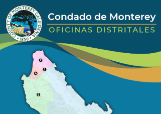 El cello del Condado de Monterey arriva de un map de los distritos