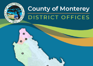 County of Monterey emblem above a map with a layer of the Districts