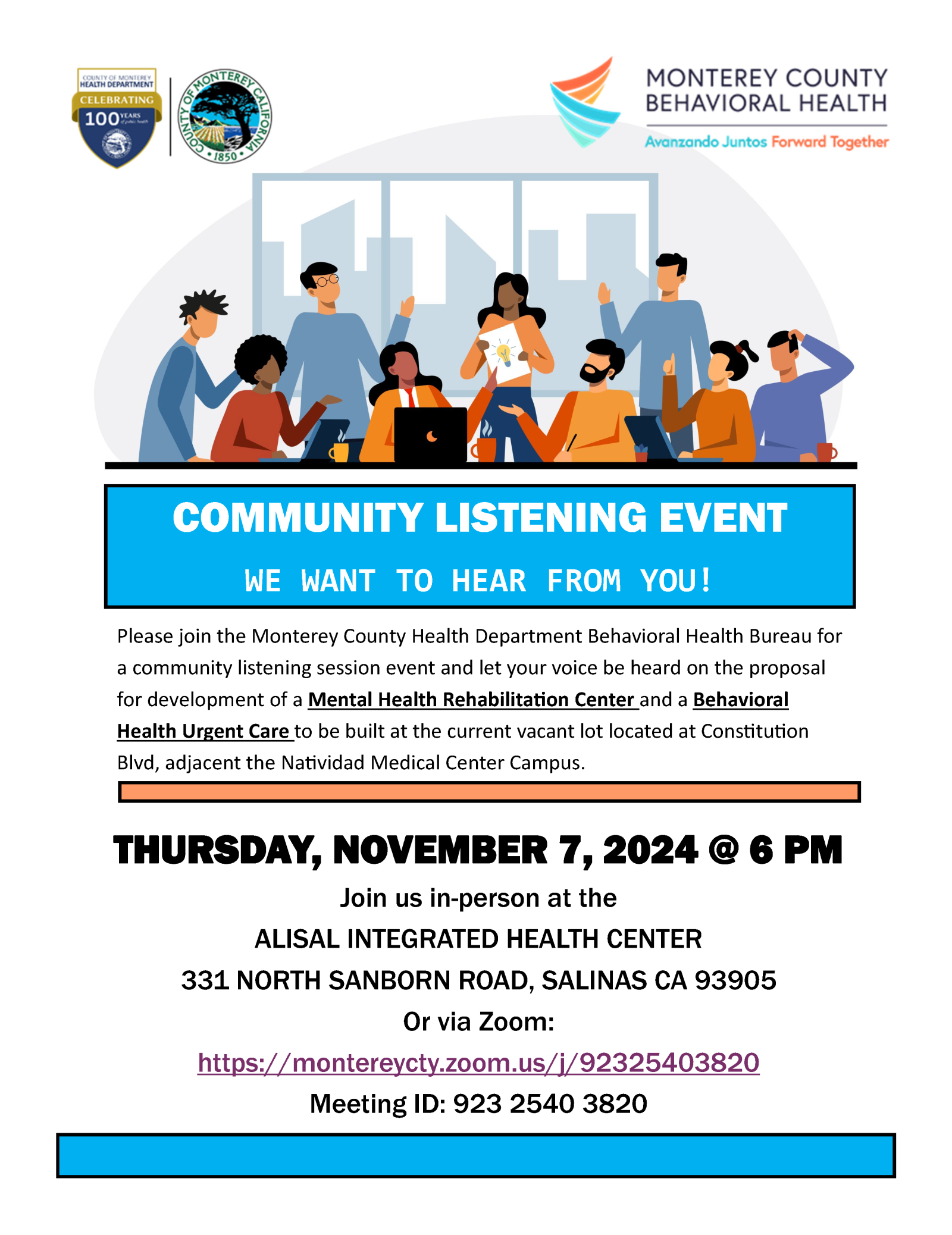 Community Listening Event Flyer - English