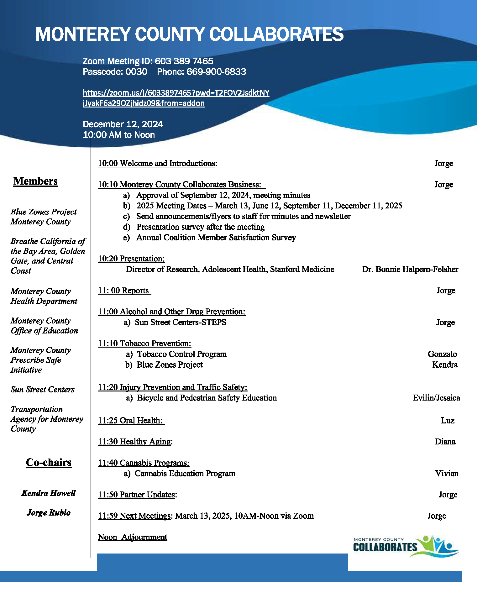 Monterey County Collaborates Agenda Dec 12 24