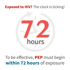 The clock is ticking - For PEP to be effective you have 72 hours to start medication